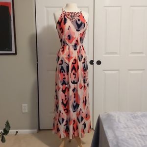 Coral Banana Republic Maxi Dress